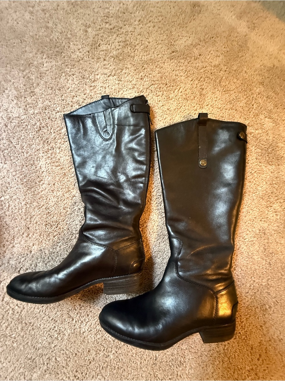 Women's Black Leather Knee-High Riding Boots